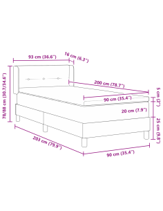 Letto a molle con testiera Marrone Scuro 200 x 90 cm Poliestere