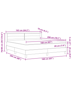 Letto a molle con materasso Nero 200 x 160 cm Poliestere
