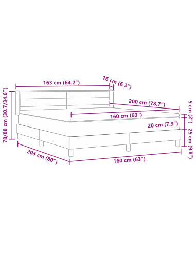 Letto a molle Marrone Scuro 200 x 160 cm Poliestere