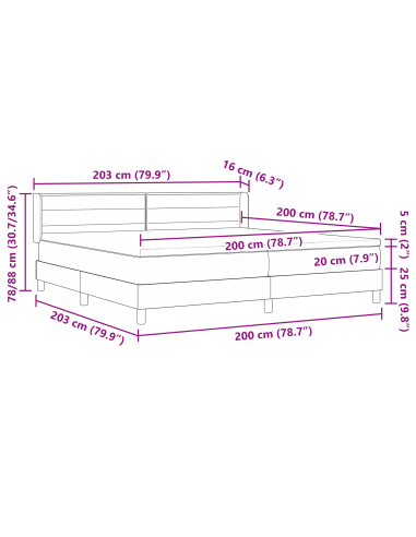 Letto a molle con materasso Nero 200 x 200 cm Poliestere