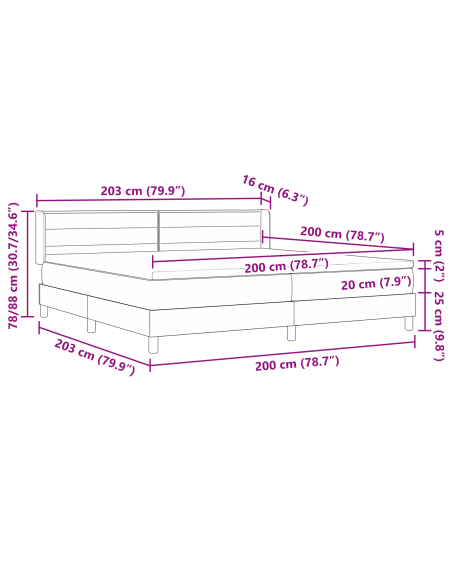 Letto a molle con materasso Nero 200 x 200 cm Poliestere