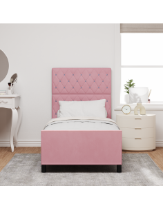 Letto a molle con testiera Rosa 90 x 190 cm Velluto
