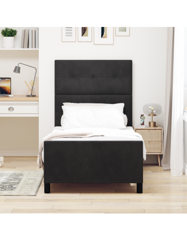 Letto a molle con testiera Nero 90 x 200 cm Velluto