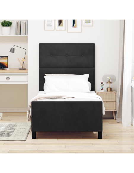 Letto a molle con testiera Nero 90 x 200 cm Velluto