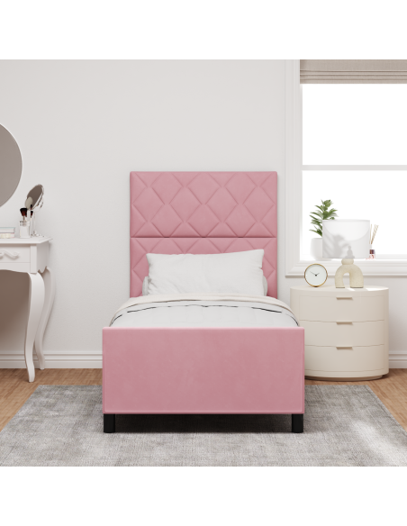 Letto  Rosa 90x190 cm in Velluto