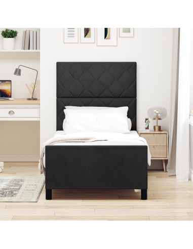 Letto a molle con testiera Nero 90 x 200 cm Velluto