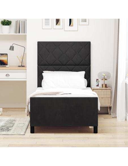 Letto a molle con testiera Nero 90 x 200 cm Velluto