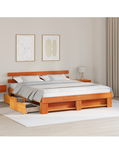 Struttura del letto Marrone cerato 200 x 200 cm Pino massello