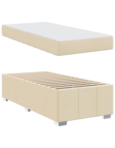 Struttura del letto con materasso Crema 120 x 190 cm Tessuto