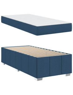 Struttura del letto con materasso Blu 120 x 190 cm Tessuto