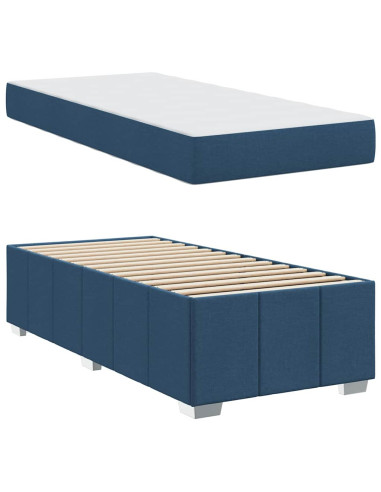 Struttura del letto con materasso Blu 120 x 190 cm Tessuto