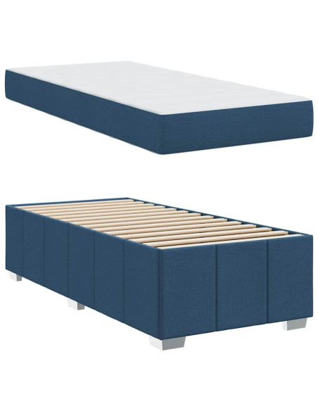 Struttura del letto con materasso Blu 120 x 190 cm Tessuto