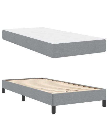 Letto a molle con materasso Grigio chiaro 80 x 200 cm Tessuto