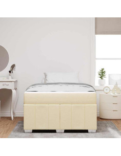 Struttura del letto con materasso Crema 120 x 190 cm Tessuto 2