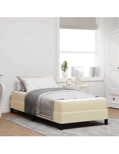 Letto a molle con materasso Crema 80 x 200 cm Tessuto 2