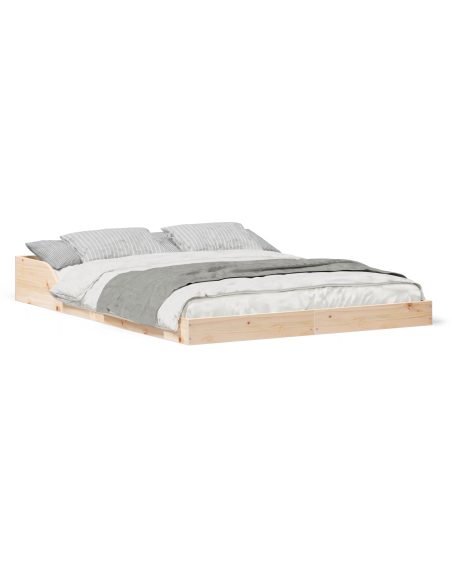 Struttura del letto Marrone 135 x 190 cm Legno di pino massello
