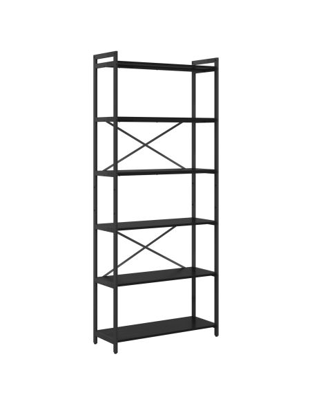 Libreria Rovere nero 80 x 30 x 188 cm Legno e Acciaio