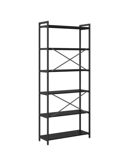 Libreria Rovere nero 80 x 30 x 188 cm Legno e Acciaio