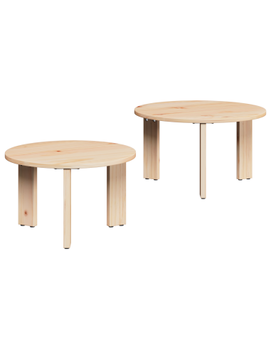 Tavolino da salotto 2 pcs Naturale Legno massello di pino