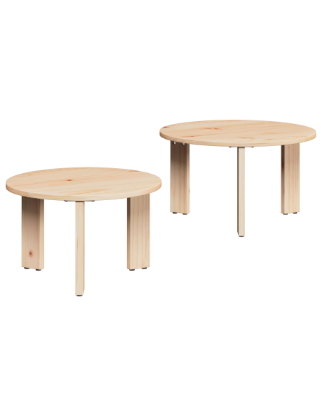 Tavolino da salotto 2 pcs Naturale Legno massello di pino