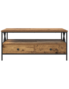 Tavolino da salotto with Drawer Legno vecchio 100 x 51 x 45 cm 2