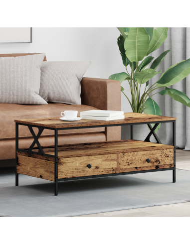 Tavolino da salotto with Drawer Legno vecchio 100 x 51 x 45 cm