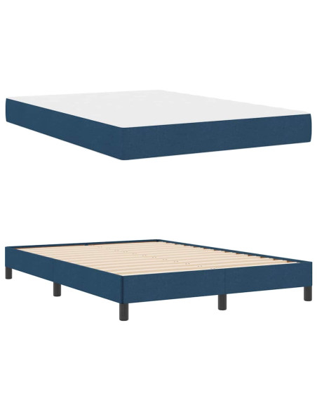 Letto a molle con materasso Blu 140 x 190 cm Tessuto