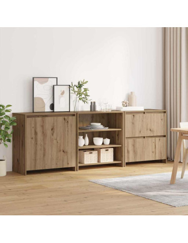 Credenza con cassetto 3 pcs Rovere artigianale 70 x 41 x 75 cm