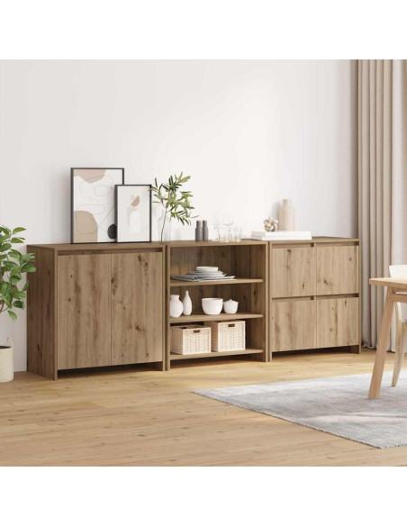 Credenza con cassetto 3 pcs Rovere artigianale 70 x 41 x 75 cm