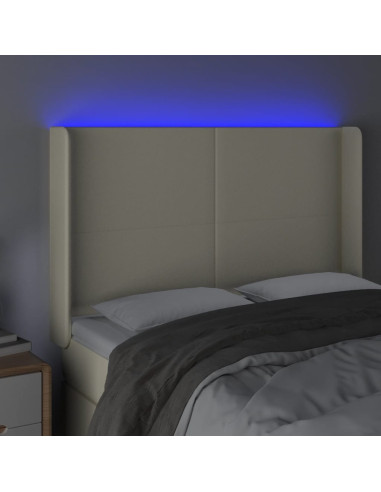 Testiera a LED Crema 147x16x118/128 cm in Similpelle