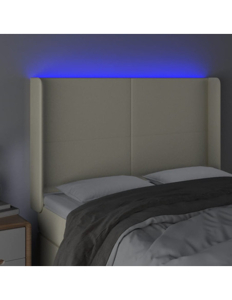 Testiera a LED Crema 147x16x118/128 cm in Similpelle