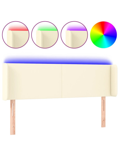 Testiera a LED Crema 147x16x78/88 cm in Similpelle