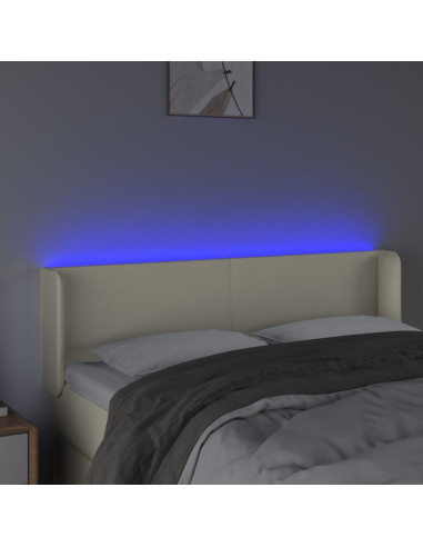 Testiera a LED Crema 147x16x78/88 cm in Similpelle