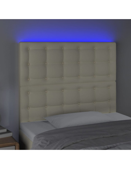 Testiera a LED Crema 80x5x118/128 cm in Similpelle