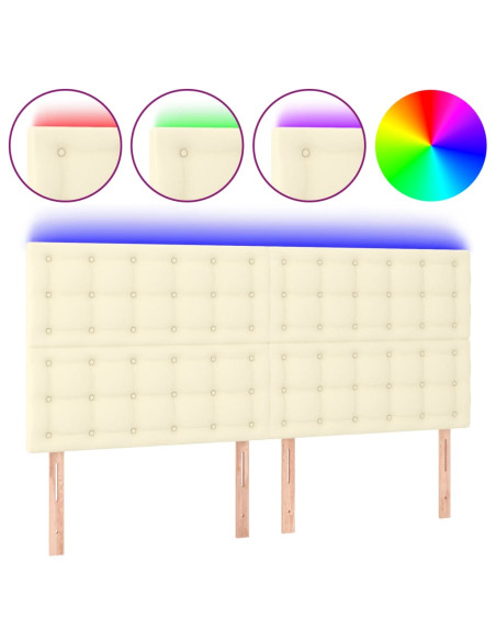 Testiera a LED Crema 180x5x118/128 cm in Similpelle