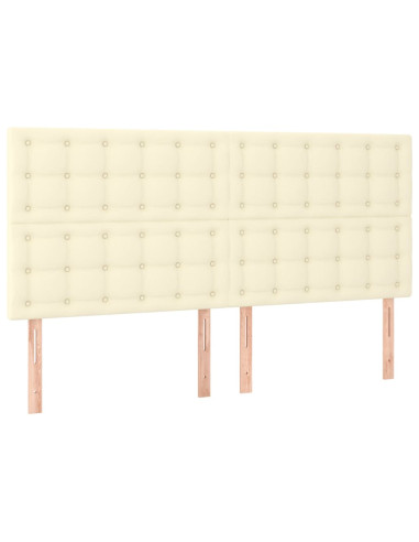 Testiera a LED Crema 180x5x118/128 cm in Similpelle