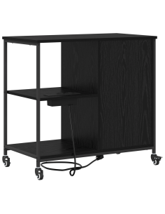 Cabina con Stazione di Ricarica Rovere Nero 76 x 41 x 72 cm