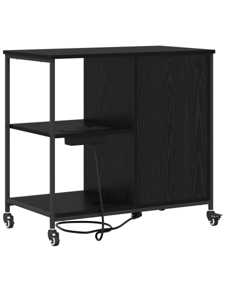 Cabina con Stazione di Ricarica Rovere Nero 76 x 41 x 72 cm