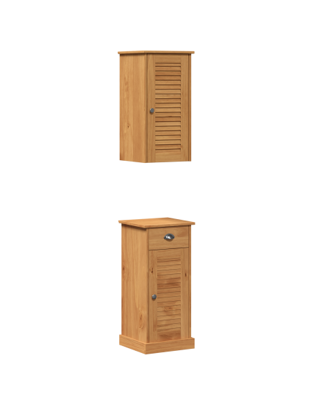 Set di mobili per il bagno 2 pcs Marrone e Marrone miele