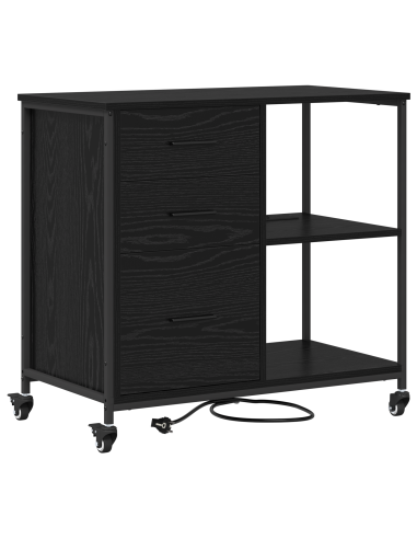 Cabina con Stazione di Ricarica Rovere Nero 76 x 41 x 72 cm