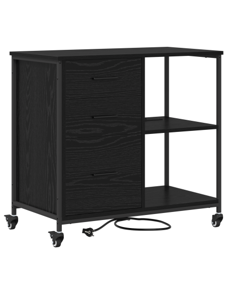 Cabina con Stazione di Ricarica Rovere Nero 76 x 41 x 72 cm