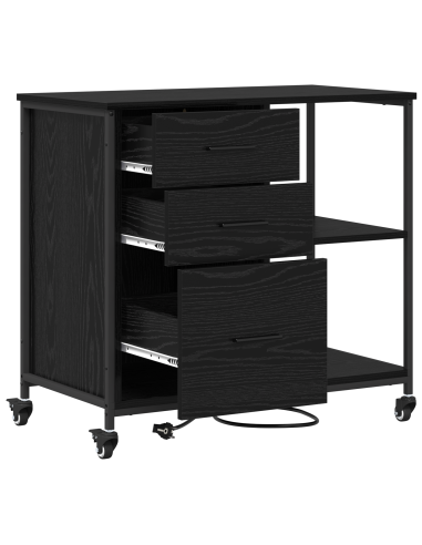 Cabina con Stazione di Ricarica Rovere Nero 76 x 41 x 72 cm