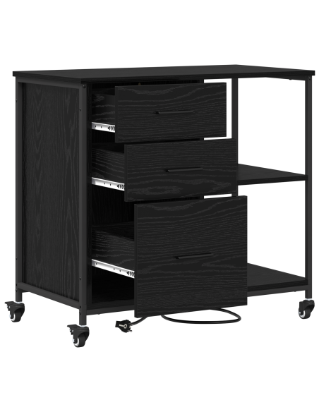 Cabina con Stazione di Ricarica Rovere Nero 76 x 41 x 72 cm