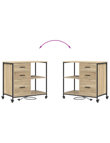 Mobile per Ufficio con ruota rovere sonoma 76 x 41 x 72 cm