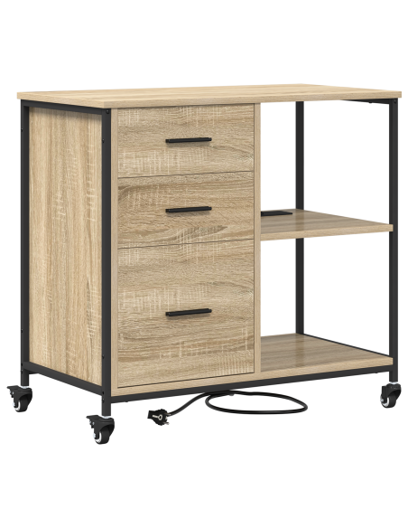 Mobile per Ufficio con ruota rovere sonoma 76 x 41 x 72 cm