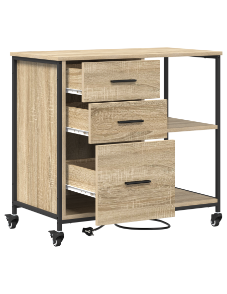 Mobile per Ufficio con ruota rovere sonoma 76 x 41 x 72 cm