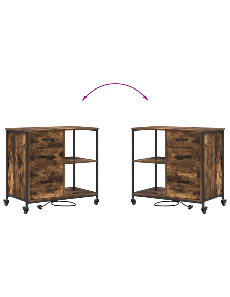 Mobile per Ufficio con ruota Rovere fumo 76 x 41 x 72 cm