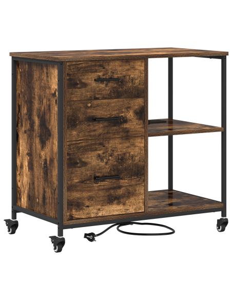 Cabina con Stazione di Ricarica Rovere fumé 76 x 41 x 72 cm