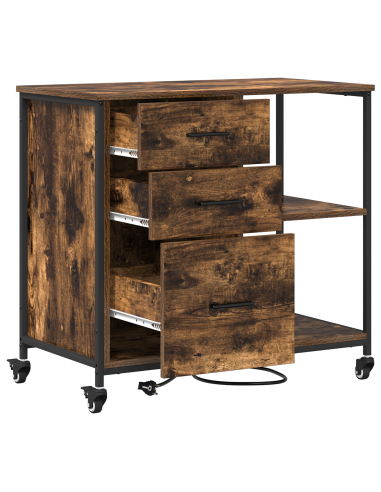 Cabina con Stazione di Ricarica Rovere fumé 76 x 41 x 72 cm