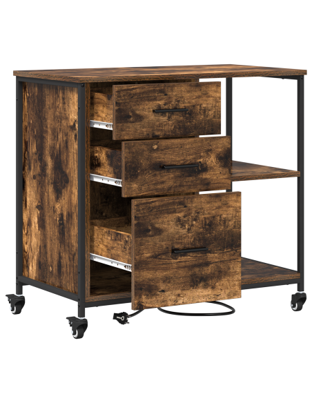 Mobile per Ufficio con ruota Rovere fumo 76 x 41 x 72 cm